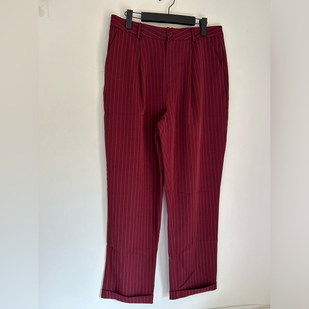 Forever 21 Women's Burgundy Pinstripe Pants